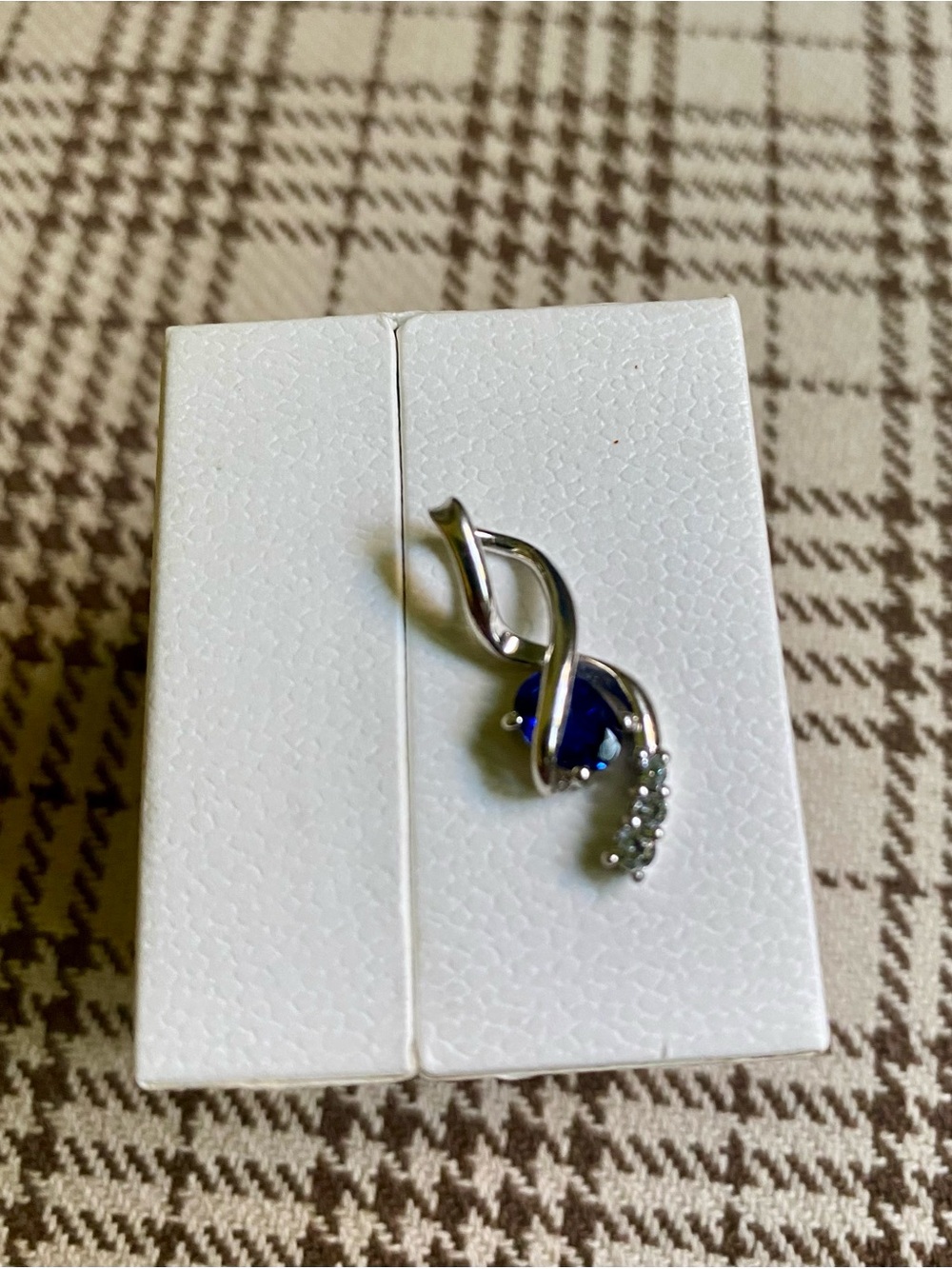 925 Silver Blue Teardrop Pendant with Accent Stones